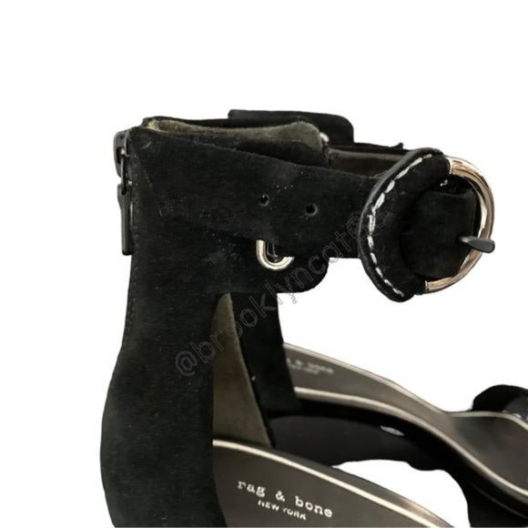 Rag & Bone Ellis Sandals Heels Leather Suede Black 8 - Picture 15 of 16